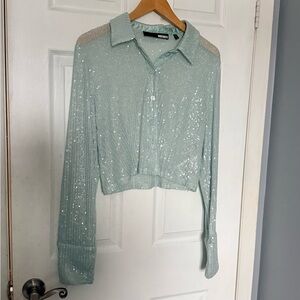 Designer SS23 Mint sequin knit cardigan Cropped $296 US - $405 CAN PTP